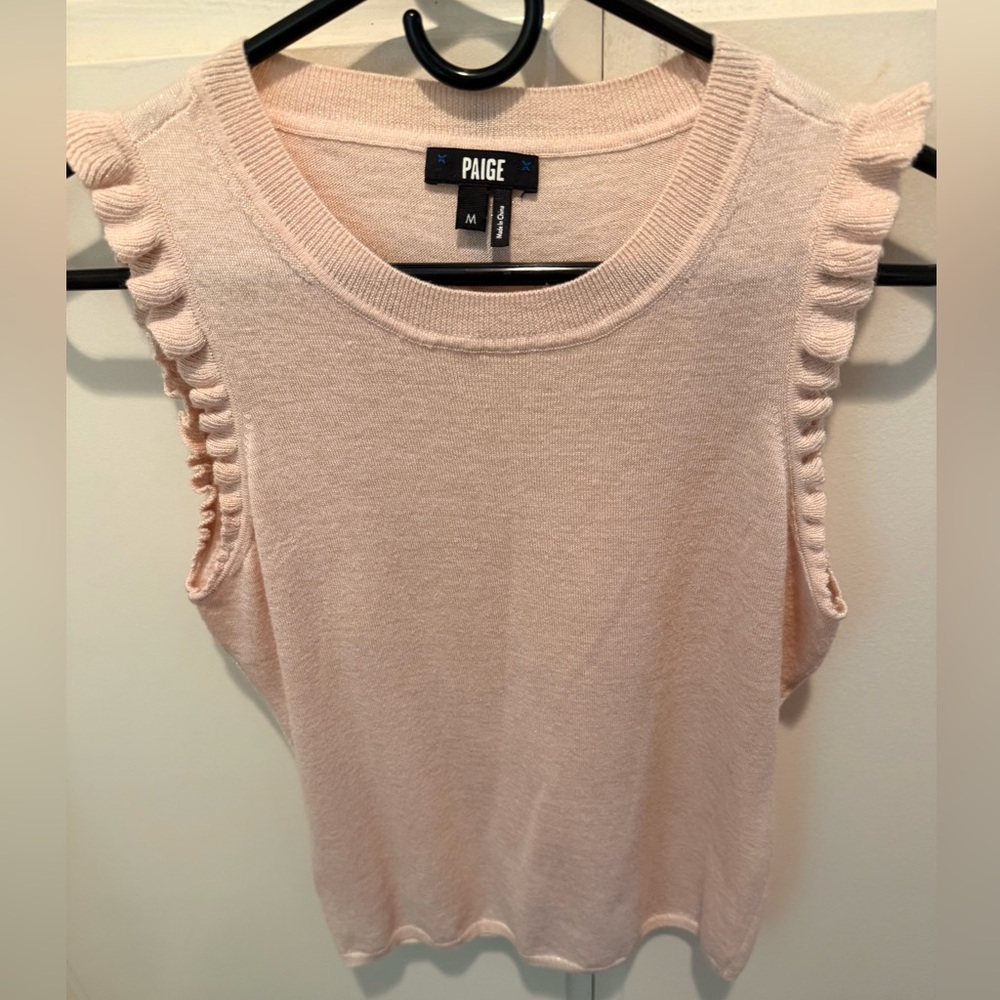 PAIGE Women's Soft Pink Ruffle Tank Top